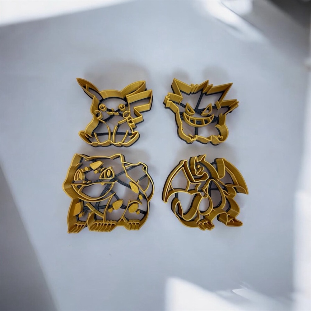 Pokemon Cookie Cutter Set of 4 Bulbasaur Charizard Pikachu and Gengar